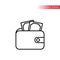 Wallet with dollar money thin line vector icon.