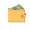 Wallet with dollars icon, realistic style