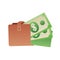 Wallet with dollars isolated icon