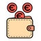 Wallet Euro icon, finance flat symbol, economy deposit cash vector illustration sign