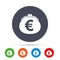 Wallet euro sign icon. Cash bag symbol.