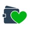 Wallet with heart colored icon. Money insurance, like, feedback symbol