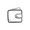 Wallet icon in doodle sketch lines. Money case cash shopping finance banking