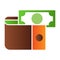 Wallet with money flat icon. Cash color icons in trendy flat style. Purse gradient style design, designed for web and