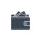 Wallet related vector glyph icon.