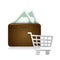 Wallet shopping cart illustration design
