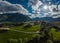 Wallfahrtskirche frauenberg is a beautiful church in the middle of Austria, drone panorama view of a church next to enn river in