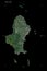Wallis Island shape on black. Low-res satellite