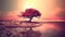 a wallpaper artwork of a lonely cherry tree, ai generated image