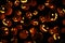Wallpaper or background with the image of Jack\'s lanterns in the form of pumpkins.