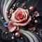 Wallpaper classic Rose flower and pearls marble ai generator