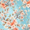 wallpaper flower textile drawing art fabric spring pattern summer leaf. Generative AI.