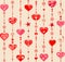 Wallpaper with funny hanging hearts