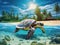 Wallpaper of Resting Hawaiian Green Sea Turtle