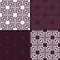 Wallpaper set of maroon seamless patterns with floral ornaments