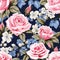 Wallpaper of watercolored seamless red roses pattern