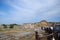 walls of the ancient ruins of limestone blocks. Ruins of the city of Hierapolis, Turkey