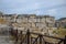 walls of the ancient ruins of limestone blocks. Ruins of the city of Hierapolis, Turkey