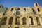 Walls of ancient theater under Acropolis of Athens