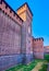 Walls and Bona di Savoia tower of Sforza`s Castle of Milan, Italy