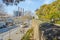 walls of Les Drassanes Bastion in Barcelona, Spain