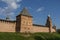 Walls of Novgorod Kremlin with Kokui Tower and Pokrovskaya Tower