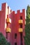 Walls of Red Wall building. La Muralla Roja building in Calp, Spain