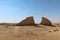 The walls and ruins of Dimeh el Sibaa Soknopaiou Nesos in Fayoum city desert