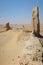 The walls and ruins of Dimeh el Sibaa Soknopaiou Nesos in Fayoum city desert