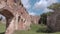 Walls of the stone castle. Time lapse