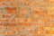 Walls are textured red clay bricks with pattern. Background of a new brick house with cement
