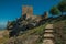 Walls and towers over rocky hill with garden at the Marvao Castle