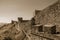 Walls and watchtowers over rocky hill at the Marvao Castle