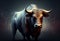 Wallstreet bull, bullish stock market sentiment concept. Finances and wealth growth