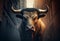 Wallstreet bull, bullish stock market sentiment concept. Finances and wealth growth