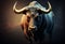 Wallstreet bull, bullish stock market sentiment concept. Finances and wealth growth