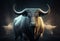 Wallstreet bull, bullish stock market sentiment concept. Finances and wealth growth