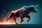 Wallstreet bull, bullish stock market sentiment concept. Finances and wealth growth