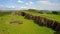 The Walltown Crags at World heritage site Hadrian`s Wall in the beautiful Northumberland National Park