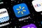 Walmart application icon on Apple iPhone X screen close-up. Walmart app icon. Walmart.com is multinational retailing corporation