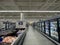 Walmart grocery store interior looking down frozen food aisle