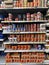 Walmart retail store interior canned chili section and prices