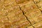 Walnut baklava. Close-up of baklava in a tray