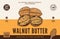 Walnut butter label and packaging design template