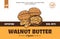 Walnut butter label and packaging design template