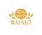 Walnut, cracked walnut, walnuts kernels, logo design. Nut, food, plant and leaves, vector design