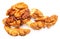 Walnut Isolated. Pile of Walnut kernel Nut  on white background. Top view. Flat lay.Walnut Isolated. Pile of Walnut kernel Nut  on