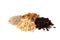 Walnut, peanut, raisin and sunflower seeds on dark wooden background
