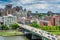 The Walnut Street Bridge and buildings along the Schuylkill River in Philadelphia, Pennsylvania