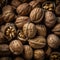 Walnut super close shot still life pattern wall art background water drops.